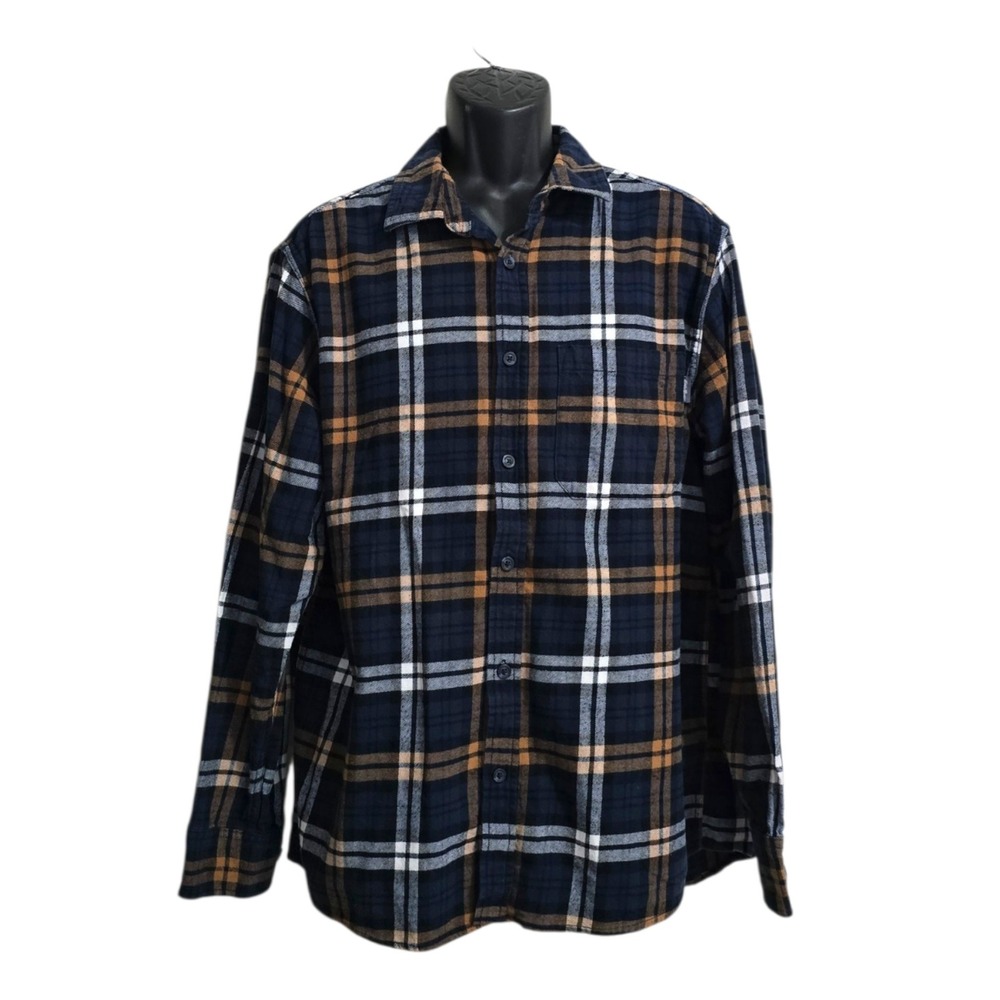 Eddie Bauer Bristol Plaid Long Sleeve Flannel Button Down Shirt Sz XL